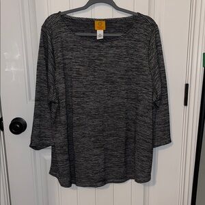 Ruby Rd. Black/white  and Blue/white Striped 3/4 Sleeve Top (2)